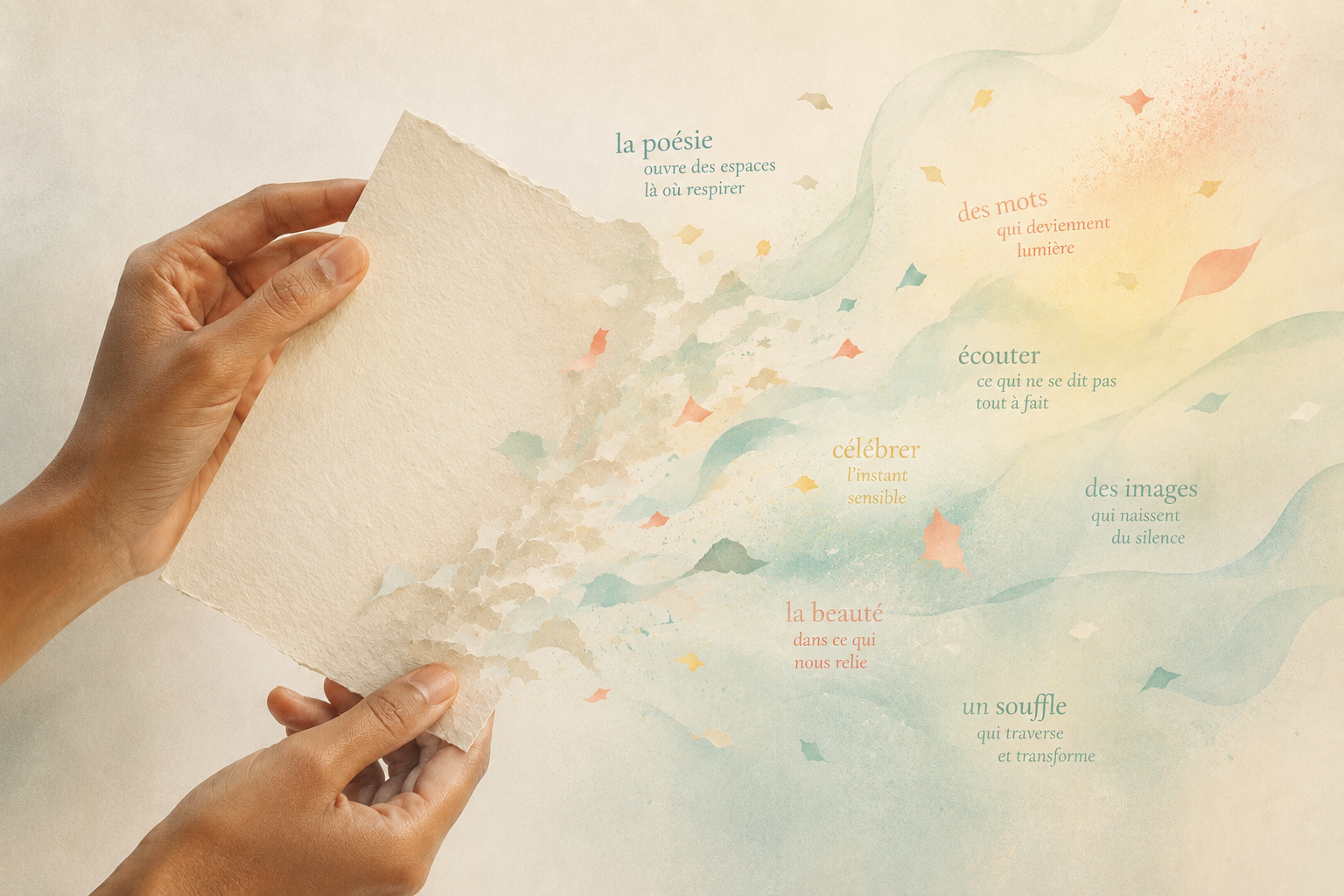feuille qui se décompose en mots