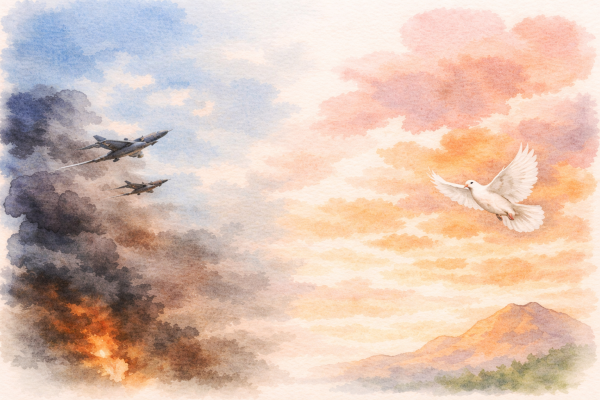 avion et colombes dans le ciel