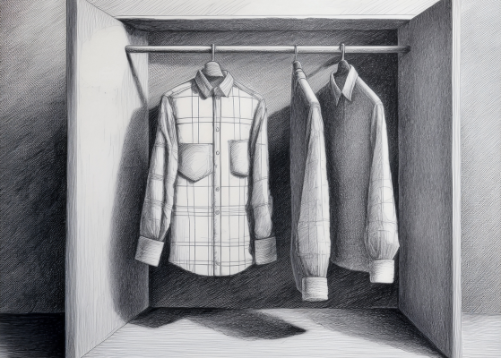 Chemises à carreaux dans une armoire