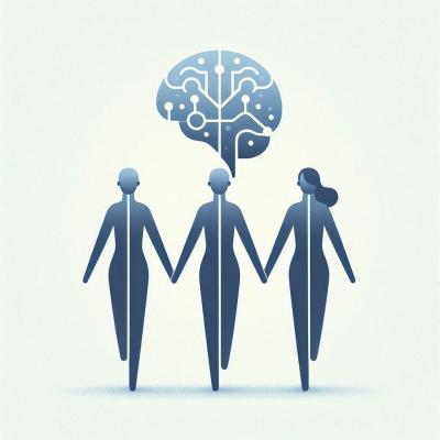 Personnages se tenant la main et avancant vers la même direction, intelligence collective