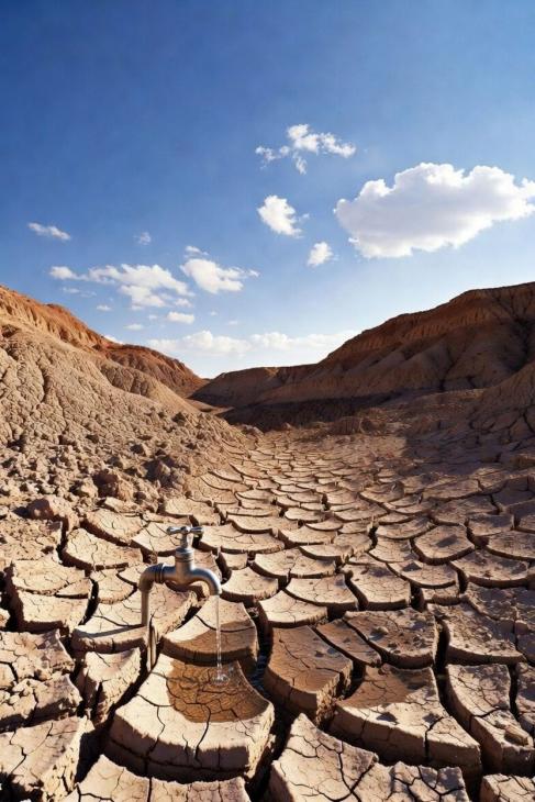 Désert avec un robinet d'eau