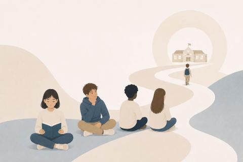 Jeunes sur un chemin vers l'éole
