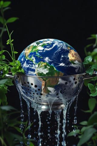Image de la terre dans une passoire