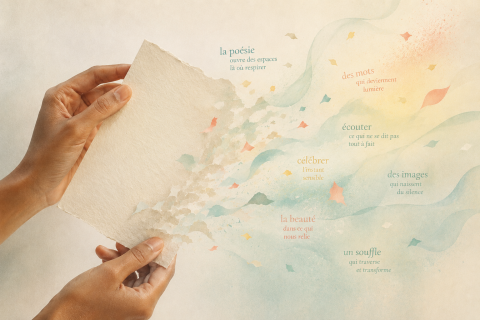 feuille qui se décompose en mots